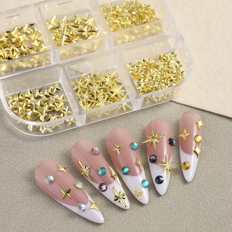 1 box Nail Art Star Decorations Gold Four-Pointed Star Five-Pointed Star Eight-Pointed Star 3D Wearable NailsDIYDecorative Acces
1 box Nail Art Star Decorations Gold Four-Pointed Star Five-Pointed Star Eight-Pointed Star 3D Wearable NailsDIYDecorative Acces