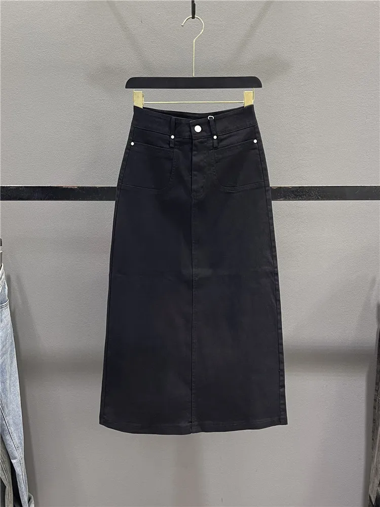 High Waist A-Line Slit Denim Skirt Women's Black Washed Cotton Slim Fit Summer New Style Casual High Waist Skirt
High Waist A-Line Slit Denim Skirt Women's Black Washed Cotton Slim Fit Summer New Style Casual High Waist Skirt