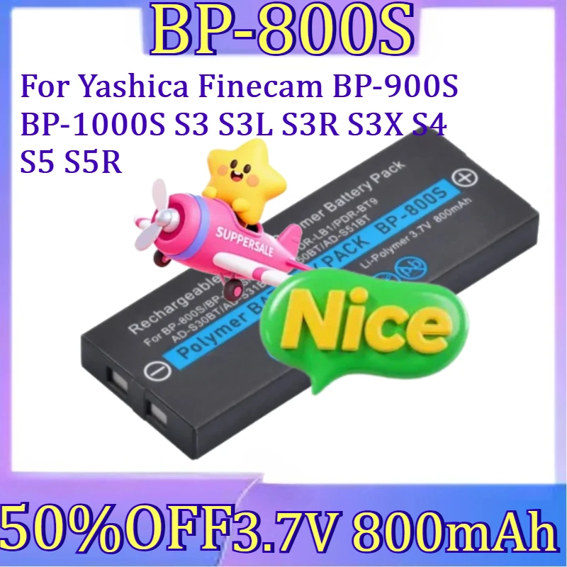 New 2pcs BP-800S Battery 3.7V 800mAh For Yashica Finecam BP-900S BP-1000S S3 S3L S3R S3X S4 S5 S5R
New 2pcs BP-800S Battery 3.7V 800mAh For Yashica Finecam BP-900S BP-1000S S3 S3L S3R S3X S4 S5 S5R