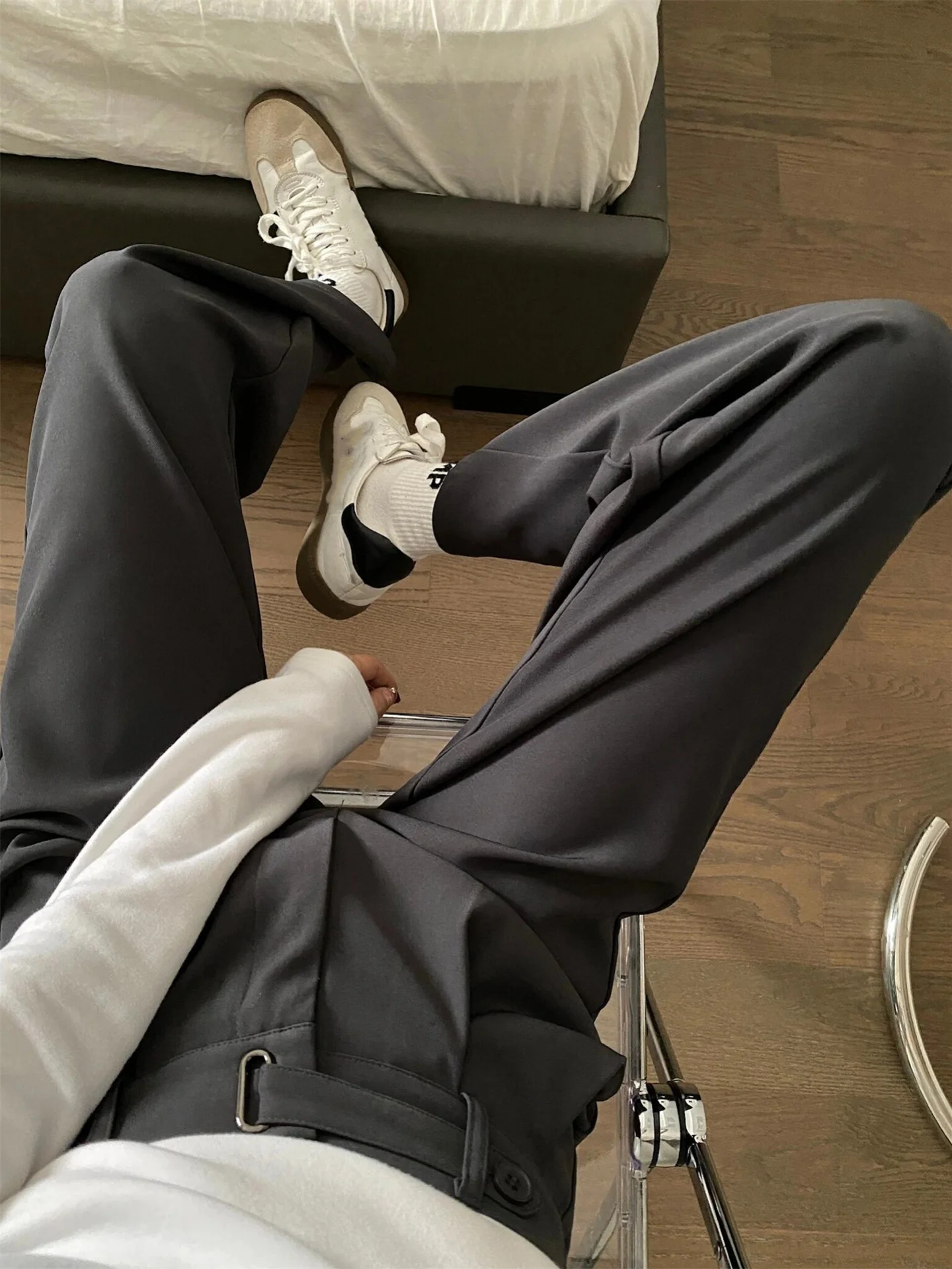 Gray Wide Leg Straight Cut Pants Women's Summer Small Size Drapey Loose Floor-Length Suit Trousers Casual Straight Tube Pants
Gray Wide Leg Straight Cut Pants Women's Summer Small Size Drapey Loose Floor-Length Suit Trousers Casual Straight Tube Pants