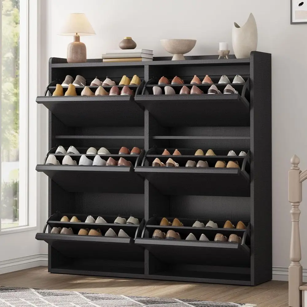 6-Door Wooden Shoe Rack with Adjustable Shelves, Slim Shoe Storage Cabinet for Hallway or Living Room, Black
6-Door Wooden Shoe Rack with Adjustable Shelves, Slim Shoe Storage Cabinet for Hallway or Living Room, Black