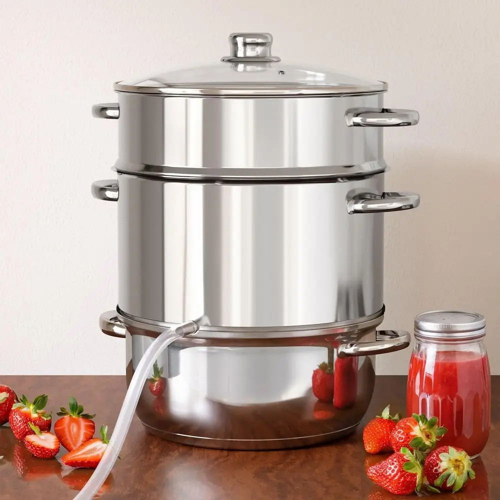 11 Qt Stainless Steel Fruit & Vegetable Juice Extractor and Canning Steamer Kit
11 Qt Stainless Steel Fruit & Vegetable Juice Extractor and Canning Steamer Kit