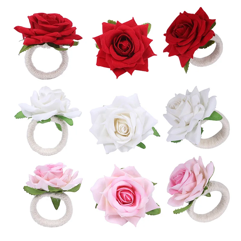 Artificial Rose Flower Napkin Rings Valentine's Day Floral Buckle Napkin Holder Dinner Table DecorWedding Home Kitchen Supplies
Artificial Rose Flower Napkin Rings Valentine's Day Floral Buckle Napkin Holder Dinner Table DecorWedding Home Kitchen Supplies
