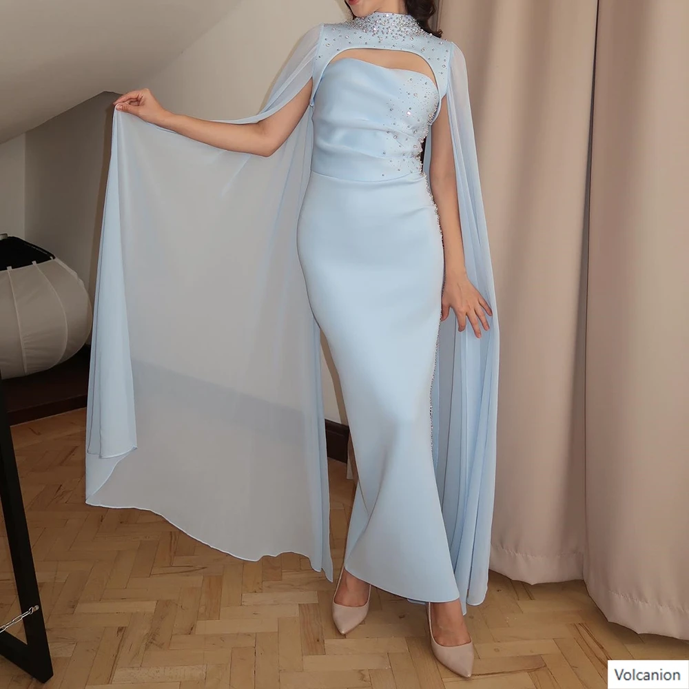 Customized Straight Evening Dresses Ankle-length High-neck Sleeveless Prom Gown Fashion Crystal Simple Stole Draped Party Gown
Customized Straight Evening Dresses Ankle-length High-neck Sleeveless Prom Gown Fashion Crystal Simple Stole Draped Party Gown