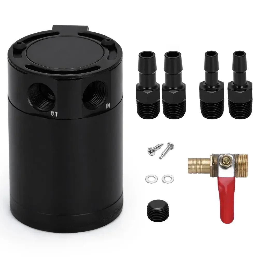 Universal Car Oil Catch Can Reservoir 2-Port Baffled Aluminum Tank Fuel Trap Reservoir Auto Vehicle Collector Kettle M16*1.5
Universal Car Oil Catch Can Reservoir 2-Port Baffled Aluminum Tank Fuel Trap Reservoir Auto Vehicle Collector Kettle M16*1.5
