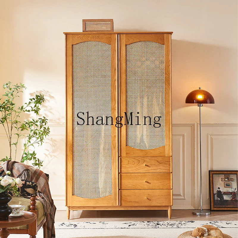 SM Home Wabi-Sabi Solid Wood Wardrobe for Home Bedroom Small Apartment Double Door Homestay Rattan Cabinet
SM Home Wabi-Sabi Solid Wood Wardrobe for Home Bedroom Small Apartment Double Door Homestay Rattan Cabinet