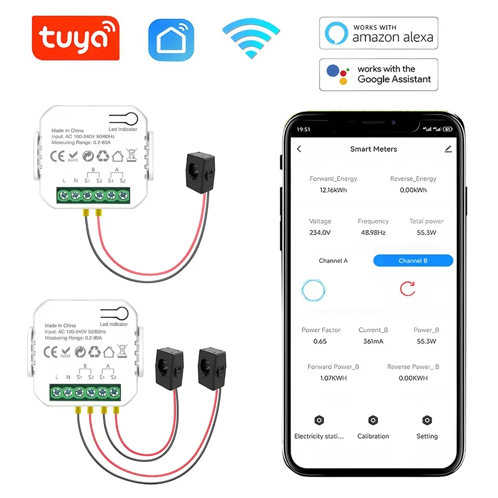 Tuya WiFi Smart Energy Meter Transformer Detect Solar PV System Generation Consume Bidirectional Monitoring Meter APP Control CT
Tuya WiFi Smart Energy Meter Transformer Detect Solar PV System Generation Consume Bidirectional Monitoring Meter APP Control CT