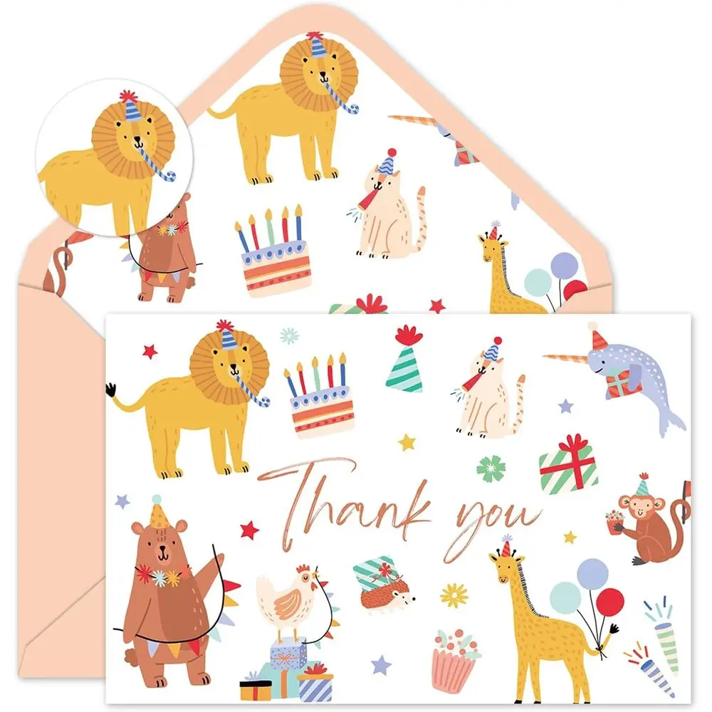 Whaline 24Pcs Animal Parade Thank You Cards Blank Note Cards with Envelopes Stickers Cartoon Zoo Animal Greeting Card for Birthd
Whaline 24Pcs Animal Parade Thank You Cards Blank Note Cards with Envelopes Stickers Cartoon Zoo Animal Greeting Card for Birthd