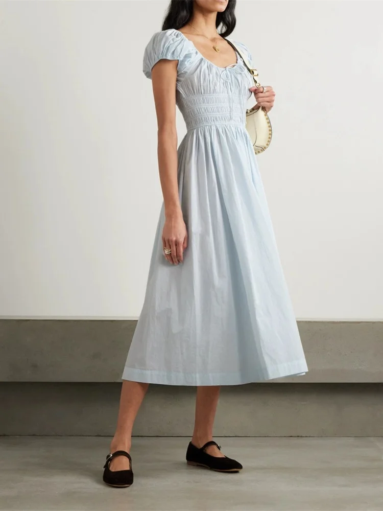 Susan Do Bubble Sleeve Tie Waist Light Blue Midi Dress French Country Style Holiday Slimming Cotton A-Line Dress for Women
Susan Do Bubble Sleeve Tie Waist Light Blue Midi Dress French Country Style Holiday Slimming Cotton A-Line Dress for Women