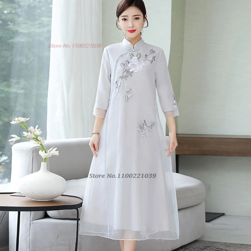 Традиционное китайское винтажное платье 2025 года, улучшенное Cheongsam, шифоновое платье трапециевидной формы с национальной цветочной вышивкой, восточное вечерние Ципао
Традиционное китайское винтажное платье 2025 года, улучшенное Cheongsam, шифоновое платье трапециевидной формы с национальной цветочной вышивкой, восточное вечерние Ципао
