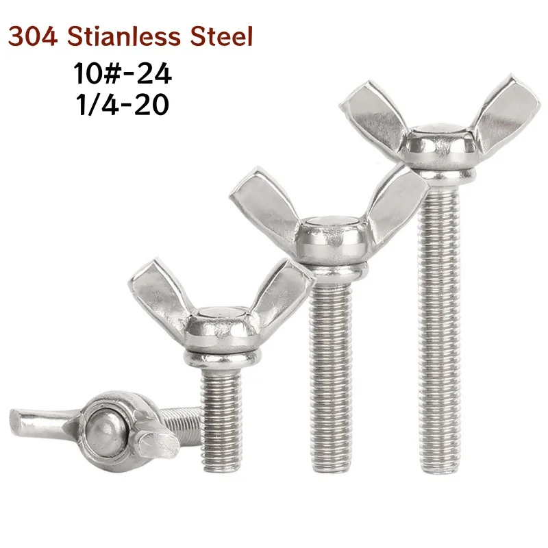 Butterfly Screw 304 Stainless Steel Wing Bolts 10#-24 1/4-20 Hand-Tighten Toolless Adjustable Butterfly Wing Head Thumb Screws
Butterfly Screw 304 Stainless Steel Wing Bolts 10#-24 1/4-20 Hand-Tighten Toolless Adjustable Butterfly Wing Head Thumb Screws