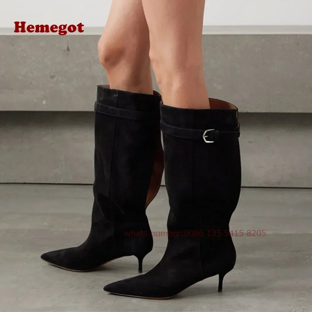 Black Back Air Suede Knee High Boots Belt Buckle Kitten Heels Pointy Toe Women's Boots Winter 2025 New Brand Shoes Runway Booty
Black Back Air Suede Knee High Boots Belt Buckle Kitten Heels Pointy Toe Women's Boots Winter 2025 New Brand Shoes Runway Booty