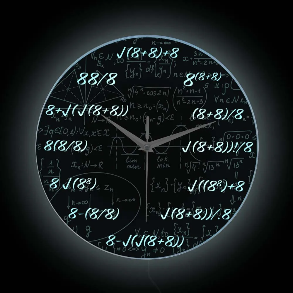Eight o'Clock Math Teaching Style Wall Clock With LED Backlight Mathematical Formulas Artwork Luminous Clock Math Teachers Gift
Eight o'Clock Math Teaching Style Wall Clock With LED Backlight Mathematical Formulas Artwork Luminous Clock Math Teachers Gift