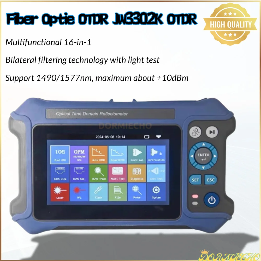 JW3302K Optical Fiber Pro OTDR with Touch Screen 16 in 1 Functions 1310/1550nm 26/24db 4.3 Inch Fiber Optic with Test with Light
JW3302K Optical Fiber Pro OTDR with Touch Screen 16 in 1 Functions 1310/1550nm 26/24db 4.3 Inch Fiber Optic with Test with Light