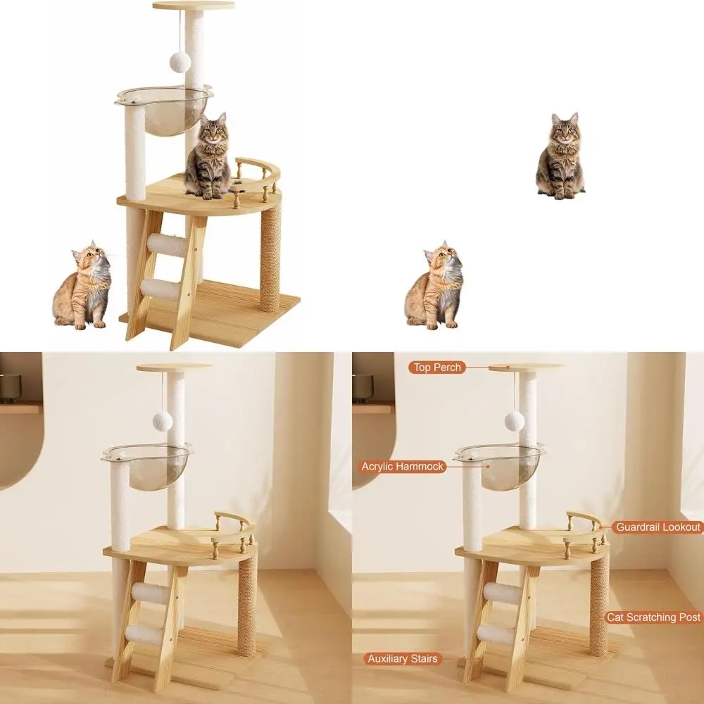 Деревянная кошачья стойка высотой 41,3 дюйма с сизалевыми стойками для когтетрения, акриловым гамаком и верхним лежаком для домашних кошек
Деревянная кошачья стойка высотой 41,3 дюйма с сизалевыми стойками для когтетрения, акриловым гамаком и верхним лежаком для домашних кошек