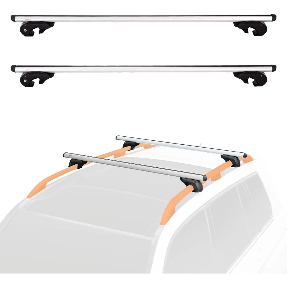 Cross Rail Roof Rack, 56 Inches, Fits Up to 49.6" Spans Between Raised Side Rails with Gap, Pack of 2, Black/Silver
Cross Rail Roof Rack, 56 Inches, Fits Up to 49.6" Spans Between Raised Side Rails with Gap, Pack of 2, Black/Silver