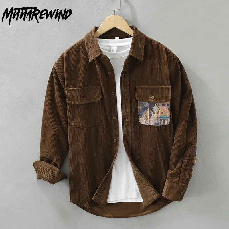 Autumn Winter Mens Shirts Street Casual Fashion Patchwork Pocket Printed Shirt Pure Cotton Corduroy Overshirt Vintage Clothes
Autumn Winter Mens Shirts Street Casual Fashion Patchwork Pocket Printed Shirt Pure Cotton Corduroy Overshirt Vintage Clothes