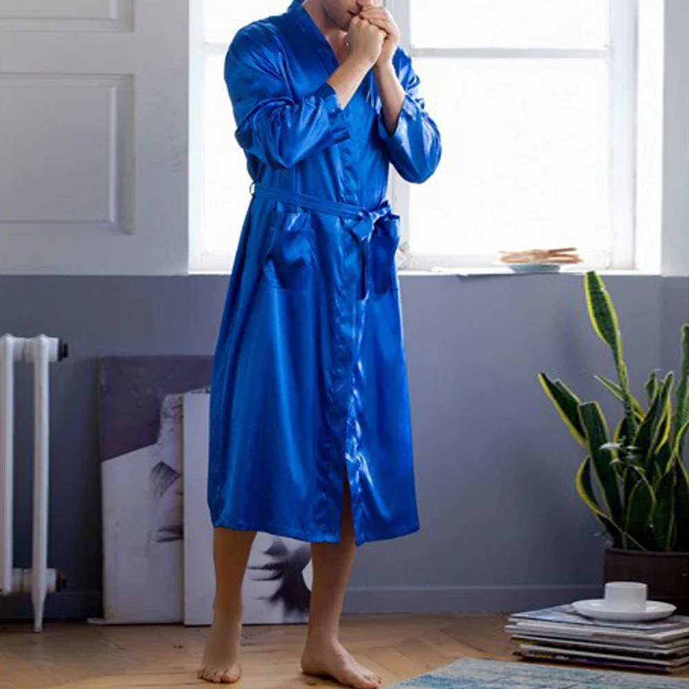 Sleepwear Mens Nightgown Pocket Robe Nightwear Robes Satin Kimono Simulation Silk Bathrobe Cardigan Fashionable
Sleepwear Mens Nightgown Pocket Robe Nightwear Robes Satin Kimono Simulation Silk Bathrobe Cardigan Fashionable