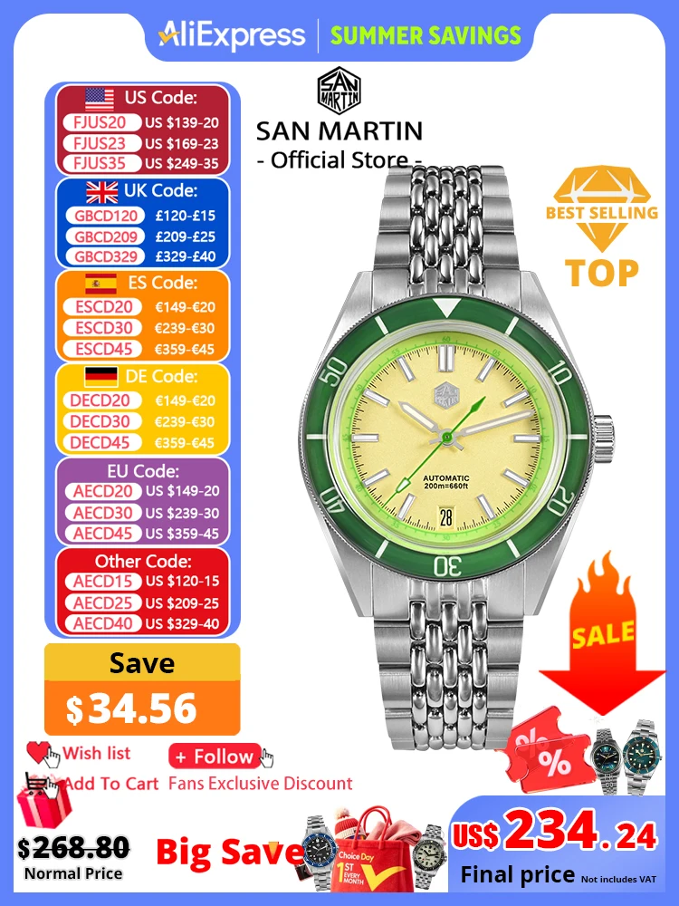 San Martin 39.5mm Summer Dive Watch Fashion Fun Fruit Series Men Sports Watches NH35 Automatic Mechanical 20 ATM SN0116 Reloj
San Martin 39.5mm Summer Dive Watch Fashion Fun Fruit Series Men Sports Watches NH35 Automatic Mechanical 20 ATM SN0116 Reloj