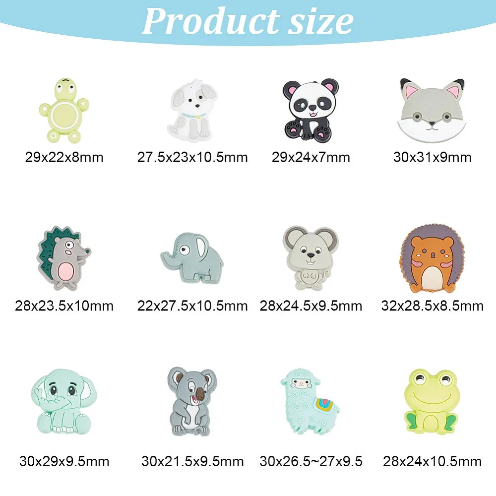 12Pcs 12 Styles Food Grade Eco-Friendly Focal Beads Mixed Shapes Mixed Color 22~30x21.5~31x7~10.5mm Hole: 2~3mm
12Pcs 12 Styles Food Grade Eco-Friendly Focal Beads Mixed Shapes Mixed Color 22~30x21.5~31x7~10.5mm Hole: 2~3mm