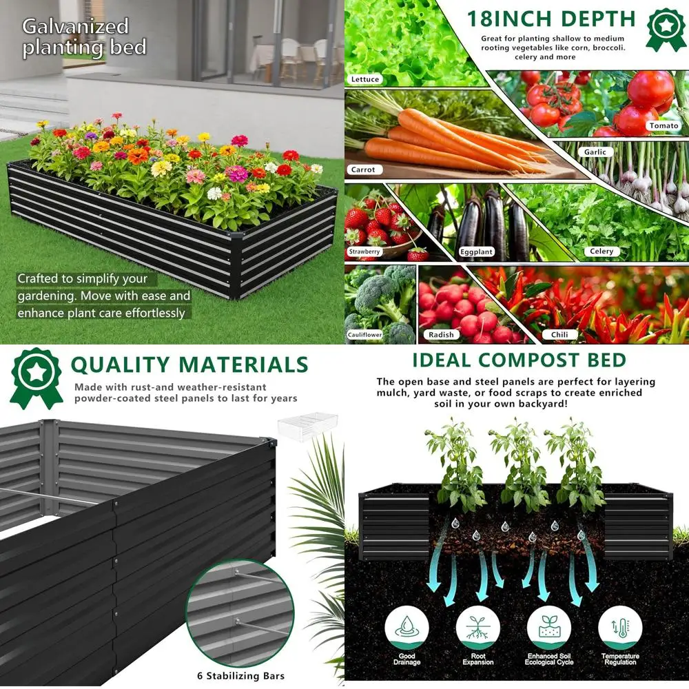 Садовая кровать из оцинкованного металла 12x4x1,5 футов — уличный кашпо для овощей, трав, цветов
Садовая кровать из оцинкованного металла 12x4x1,5 футов — уличный кашпо для овощей, трав, цветов