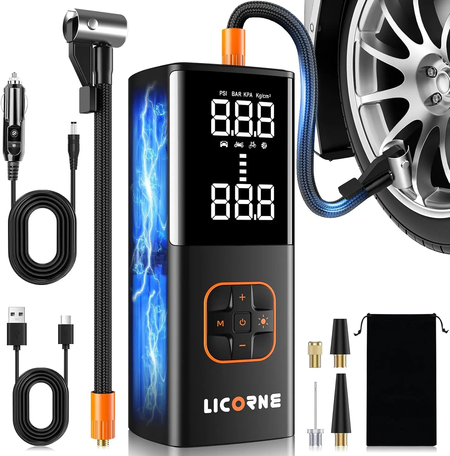 Portable Air Compressor for Car Tires, 5X Faster Cordless Pump with Digital Gauge, 180PSI for Cars Bike Motorcycle
Portable Air Compressor for Car Tires, 5X Faster Cordless Pump with Digital Gauge, 180PSI for Cars Bike Motorcycle