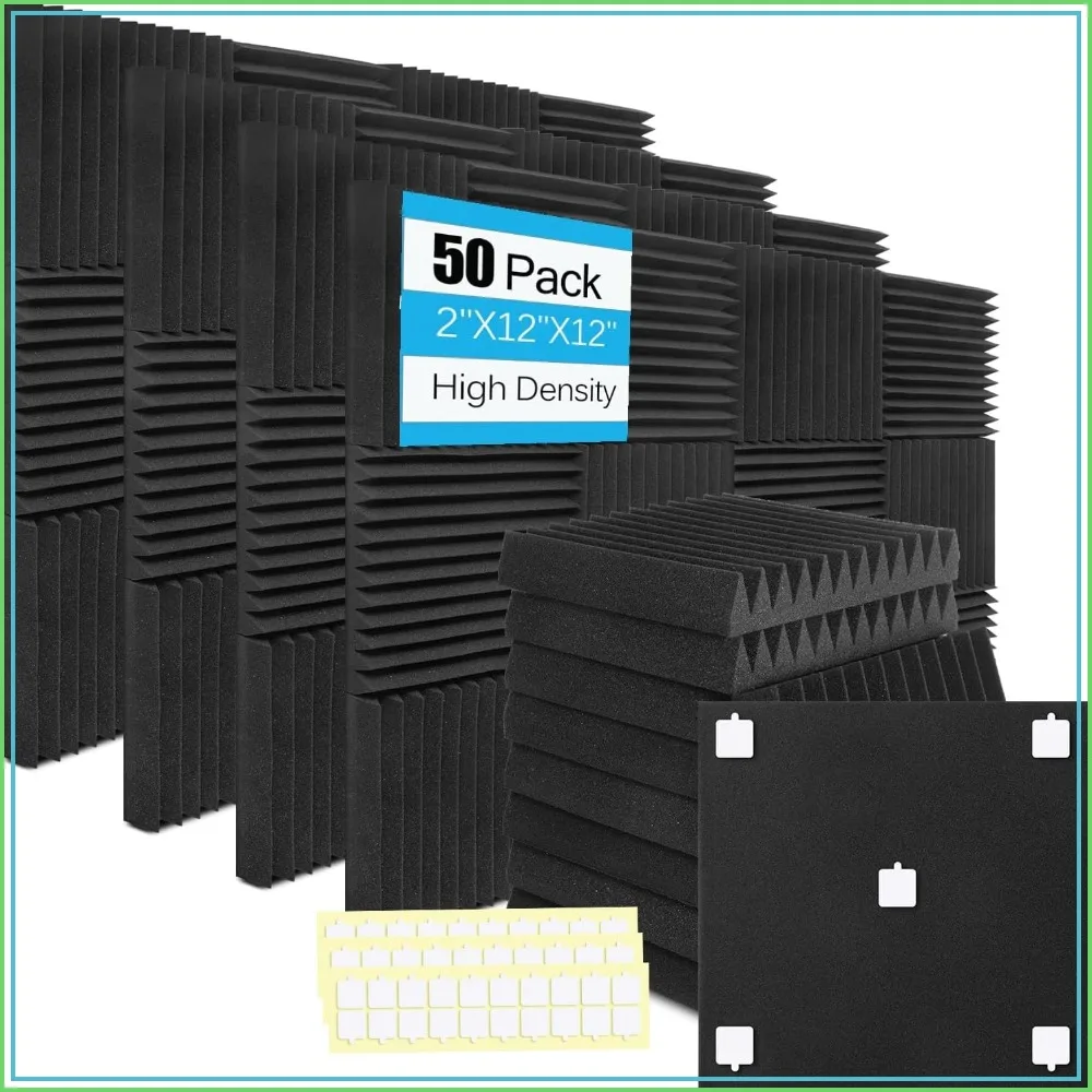 High Density Acoustic Panels for Walls, Sound Absorbing, Fire Resistant, 2x12x12 inch, 50 Pack for Studio Recording
High Density Acoustic Panels for Walls, Sound Absorbing, Fire Resistant, 2x12x12 inch, 50 Pack for Studio Recording