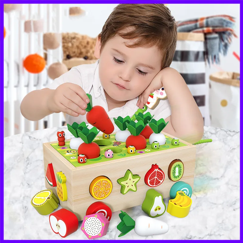 Kid Montessori Toy Wooden Puzzle Carrot Harvest Toy Game Shape Sorting Educational Toys for Boys Girls
Kid Montessori Toy Wooden Puzzle Carrot Harvest Toy Game Shape Sorting Educational Toys for Boys Girls