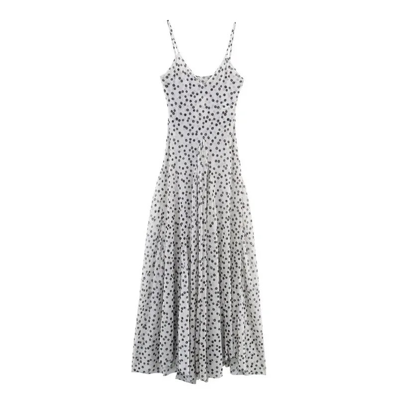 New simple temperament retro polka dot long suspender dress
New simple temperament retro polka dot long suspender dress