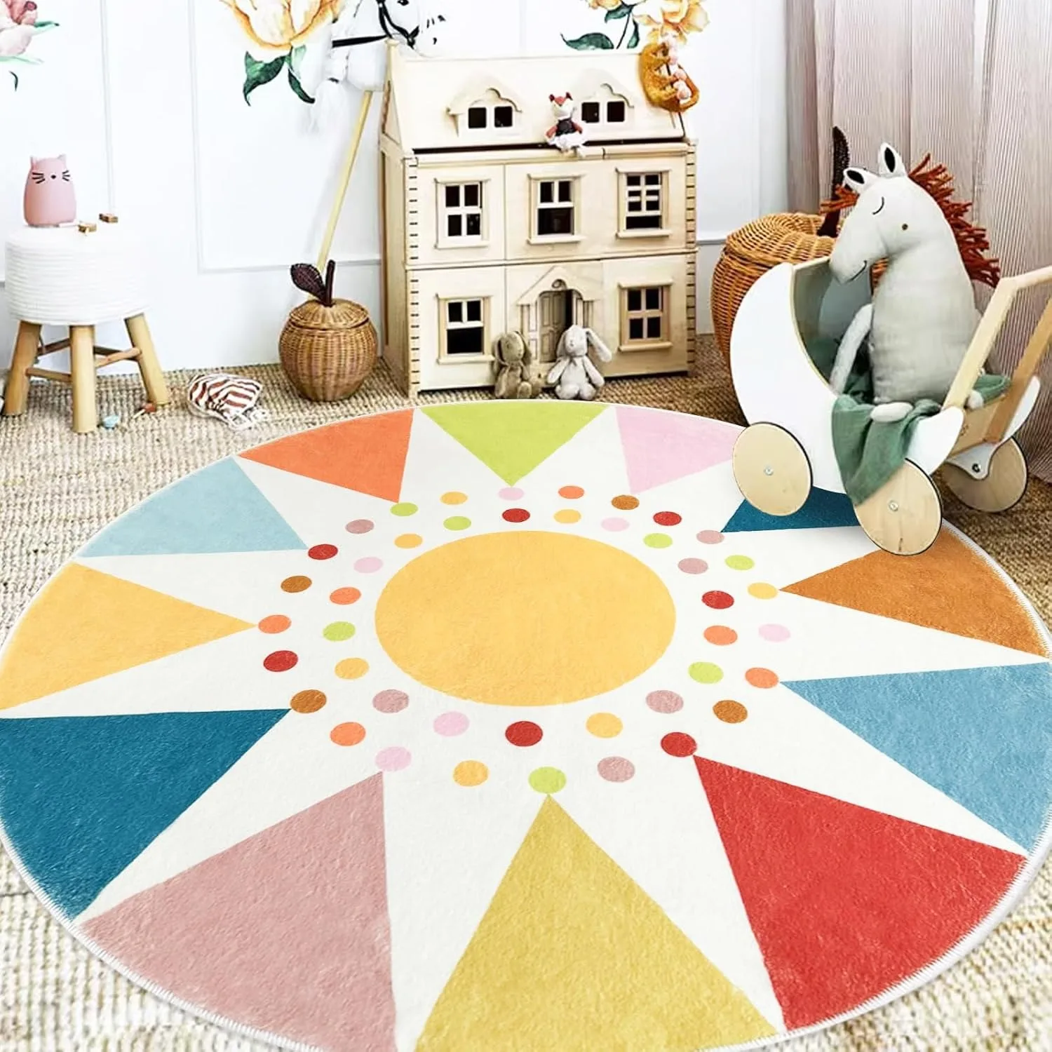 Round Living Room Carpet Foldable Machine Washable Non-slip Rainbow Bohemian Style Bedroom Floor Mat Swivel Chair Special Rugs
Round Living Room Carpet Foldable Machine Washable Non-slip Rainbow Bohemian Style Bedroom Floor Mat Swivel Chair Special Rugs