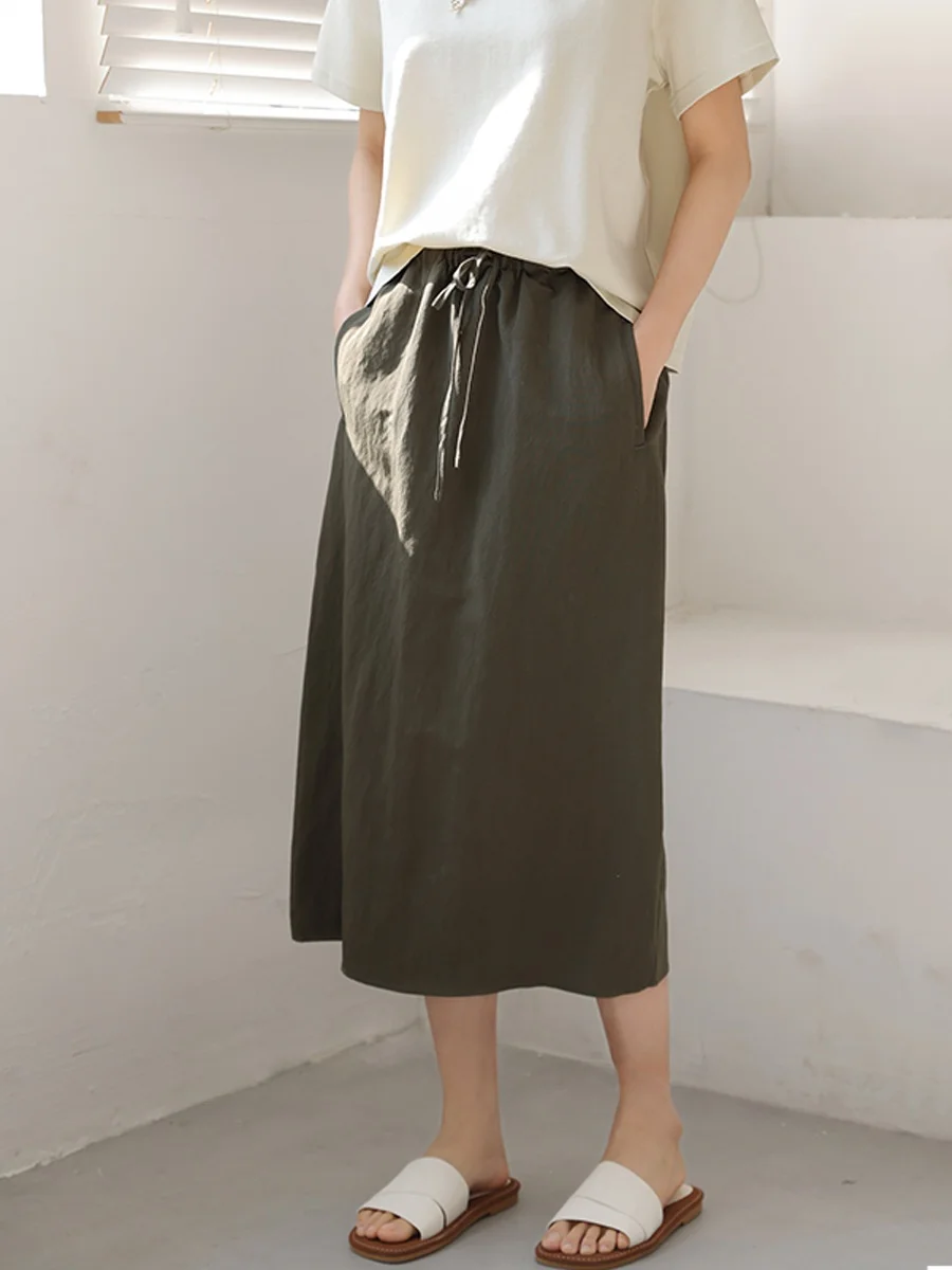 DianThia Mid-Length Half Skirt Fashionable Elastic Waist Back Split Women's Spring Summer Cotton Blend A-Line Skirt
DianThia Mid-Length Half Skirt Fashionable Elastic Waist Back Split Women's Spring Summer Cotton Blend A-Line Skirt