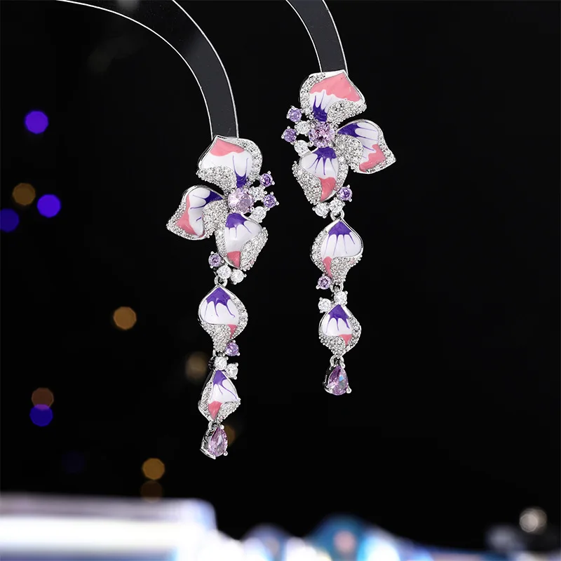 flower butterfly earrings for women party jewelry blue pink purple dangling earrings
flower butterfly earrings for women party jewelry blue pink purple dangling earrings