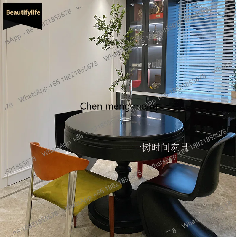 A139 Retro French small round table rotating and retractable dining table simple deformation dining table solid wood with turnta
A139 Retro French small round table rotating and retractable dining table simple deformation dining table solid wood with turnta