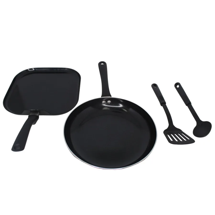 Nonstick Ceramic Cookware Set 4-Pieces, 10" and 10.5" Inches, with Stay-Cool Handles, Aluminum, Black
Nonstick Ceramic Cookware Set 4-Pieces, 10" and 10.5" Inches, with Stay-Cool Handles, Aluminum, Black