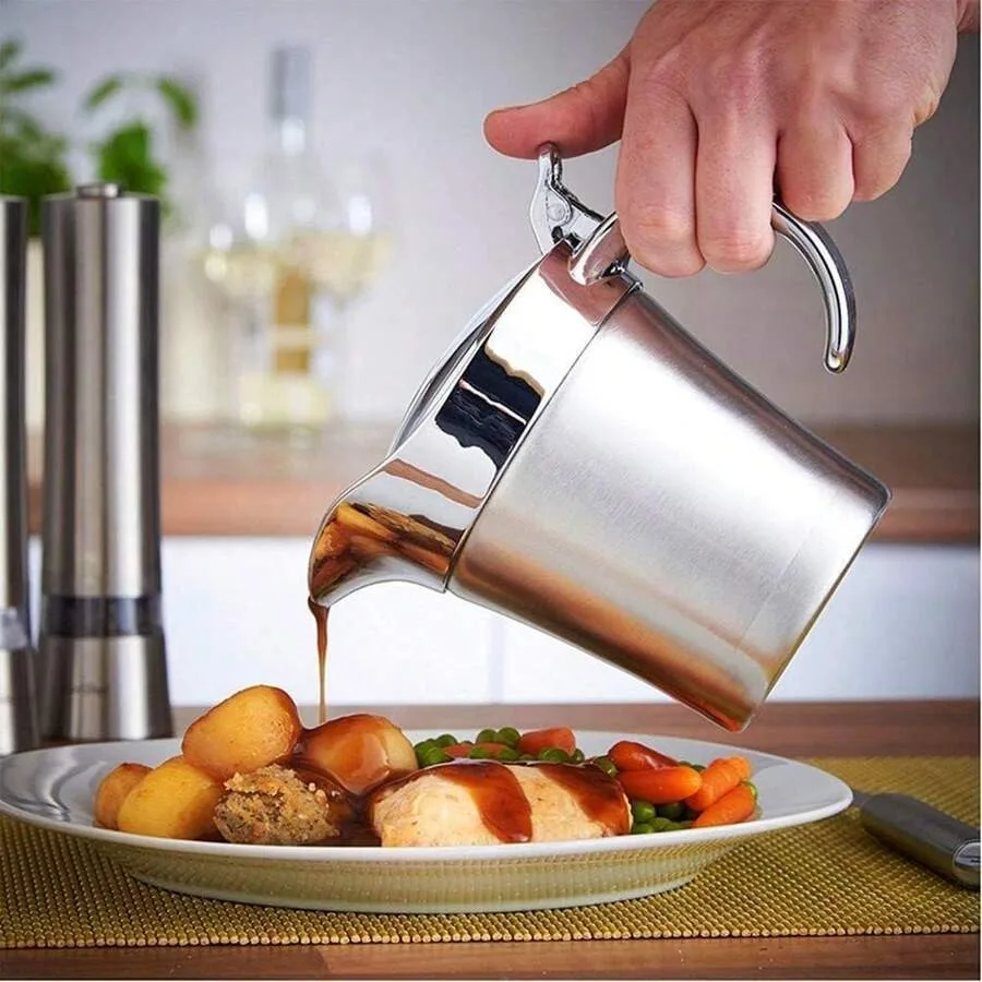 Stainless Steel Double ulated Gravy Boat With Hinged Lid 16 OZ/ 450ML
Stainless Steel Double ulated Gravy Boat With Hinged Lid 16 OZ/ 450ML