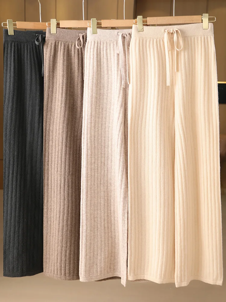 Women Fashion 100% Merino Wool Knitted Wide-Leg Pants Autumn Winter Casual Loose Stripes Solid Comfortable Soft Warm Style
Women Fashion 100% Merino Wool Knitted Wide-Leg Pants Autumn Winter Casual Loose Stripes Solid Comfortable Soft Warm Style