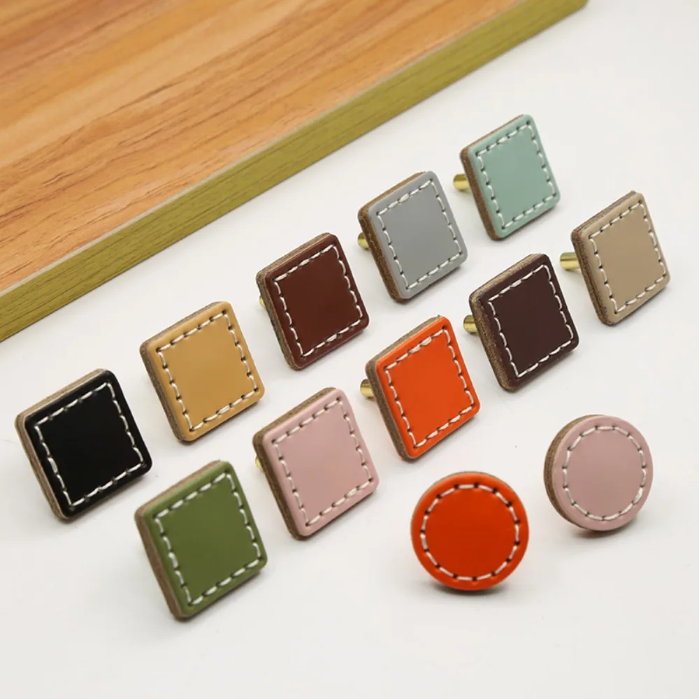 Suqare/Round Leather Cabinet Handles Colored Single Hole Drawer Knobs Nordic Hand-sewn Leather Door Pull Knob Wardrobe
Suqare/Round Leather Cabinet Handles Colored Single Hole Drawer Knobs Nordic Hand-sewn Leather Door Pull Knob Wardrobe