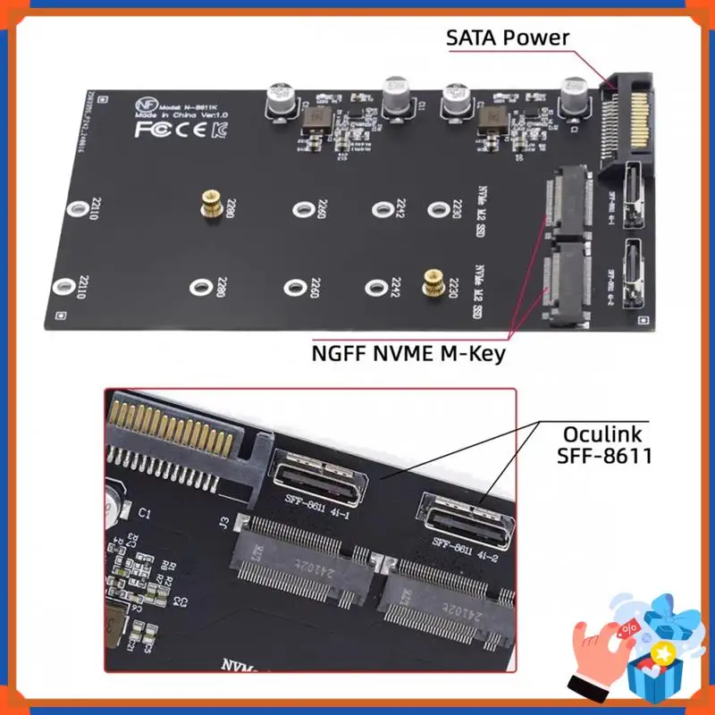 Compact Oculink Adapter SFF-8611 SFF-8612 To Dual M. 2 NVME NGFF M-Key Pcie SSD 2280 22110Mm For Mainboard
Compact Oculink Adapter SFF-8611 SFF-8612 To Dual M. 2 NVME NGFF M-Key Pcie SSD 2280 22110Mm For Mainboard