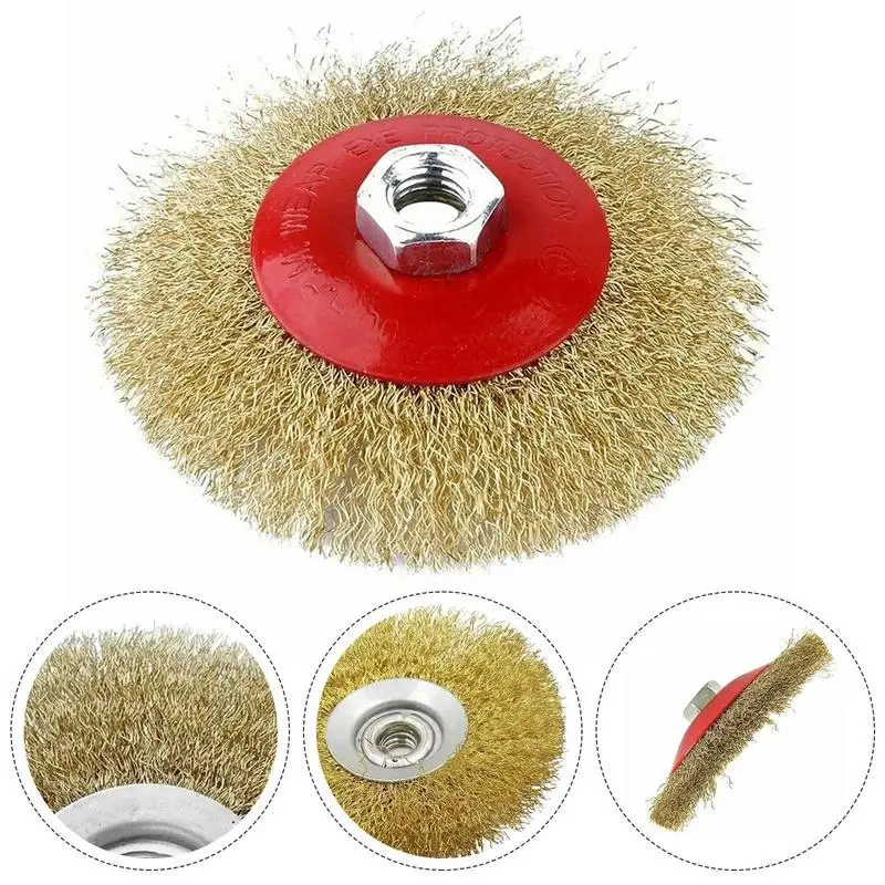1Pc Wire Bevel Brush Rotary Steel Copper Plated M14 Thread Angle Grinder Rust Removal Cleaning Tool
1Pc Wire Bevel Brush Rotary Steel Copper Plated M14 Thread Angle Grinder Rust Removal Cleaning Tool