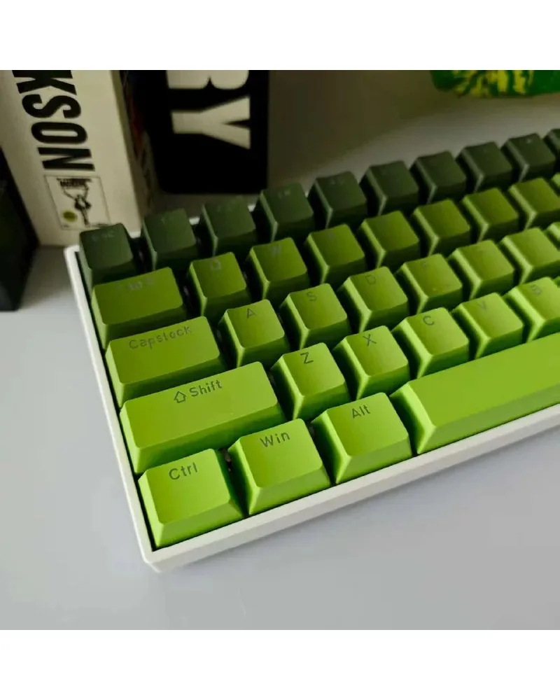 Muted Matcha Green Gradient Etched PBT Keycaps Original Height Bespoke DIY Mechanical Key Set