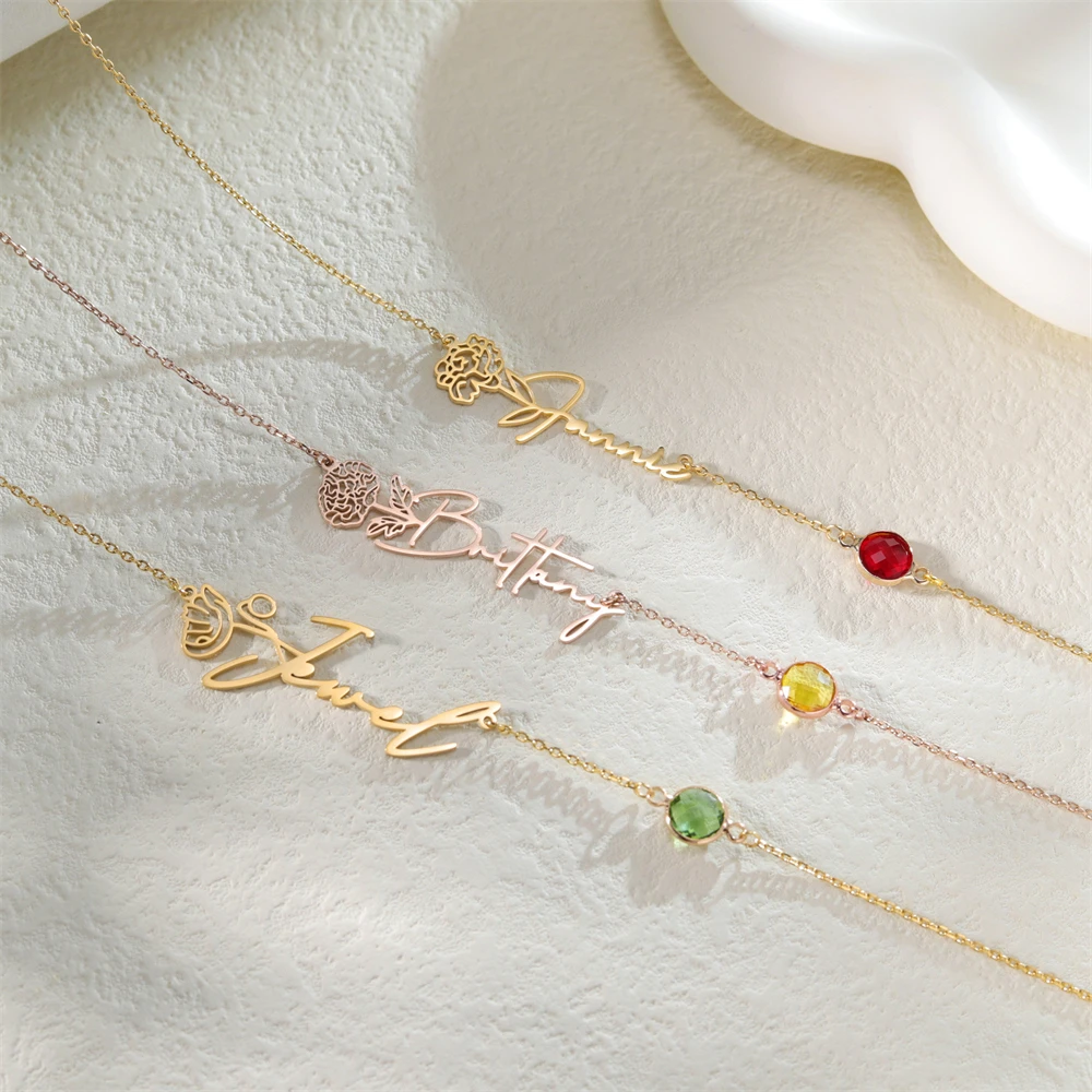 Custom Birth Flower and Birthstone Name Necklace Personalized Name Floral Necklaces Christmas Gift for Women Boho Jewelry
Custom Birth Flower and Birthstone Name Necklace Personalized Name Floral Necklaces Christmas Gift for Women Boho Jewelry