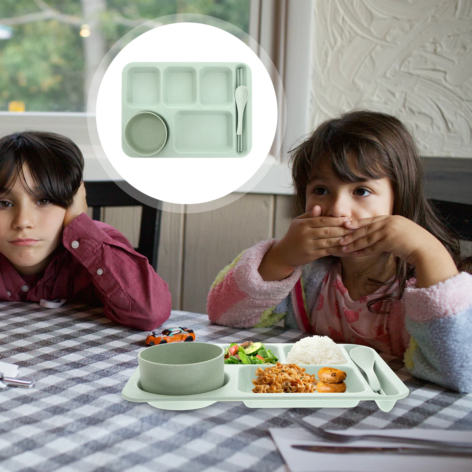 Fast Food Plates and Chopsticks Set Beige Divided Toddler Wheatstraw Dinnerware Bowls Child Cutlery Tray
Fast Food Plates and Chopsticks Set Beige Divided Toddler Wheatstraw Dinnerware Bowls Child Cutlery Tray