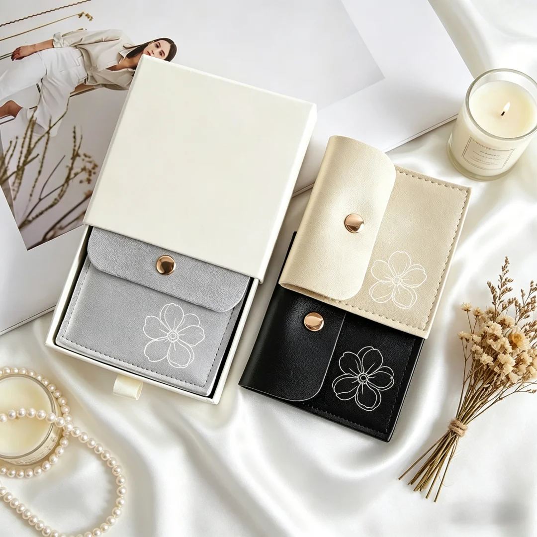 Luxury Black Gold PU Jewelry Packaging Gift Pouch 8x8cm Custom Logo Personal Flap Snap Ring Necklace Leather Bags
Luxury Black Gold PU Jewelry Packaging Gift Pouch 8x8cm Custom Logo Personal Flap Snap Ring Necklace Leather Bags