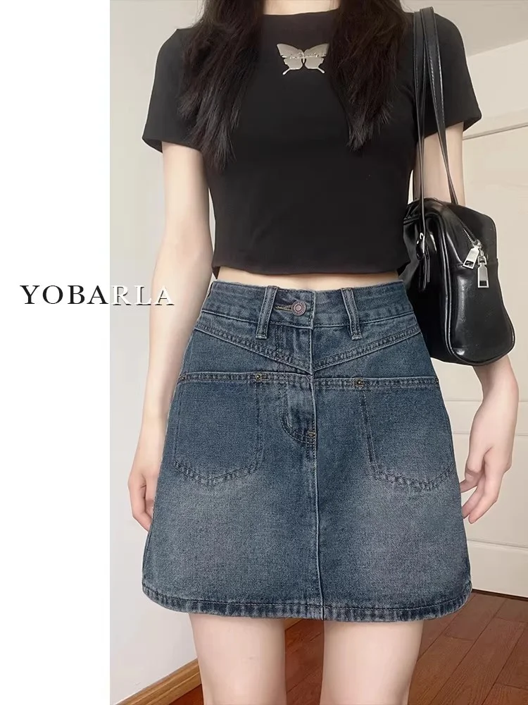 High Waist A-Line Skirt Women's Denim Short Skirts Slimming Belly Covering Retro plus Size Half Body Skirts
High Waist A-Line Skirt Women's Denim Short Skirts Slimming Belly Covering Retro plus Size Half Body Skirts