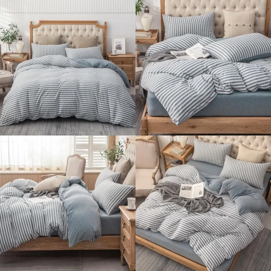 Jersey Knit Duvet Cover Set 100% T-Shirt Heather Cotton Super Soft Comfy Classic Striped Design, with Zipper Closure
Jersey Knit Duvet Cover Set 100% T-Shirt Heather Cotton Super Soft Comfy Classic Striped Design, with Zipper Closure