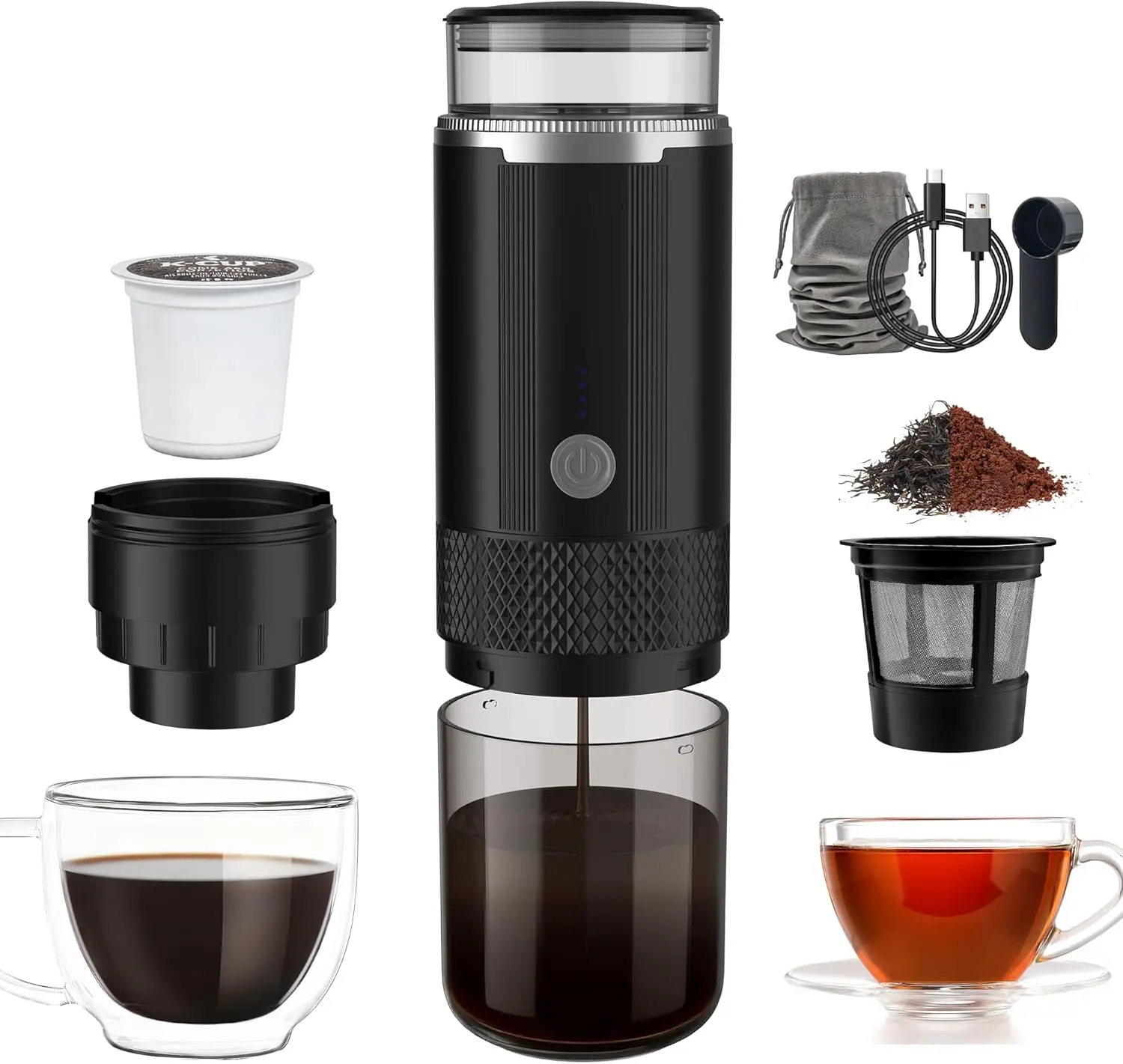 170ml Portable Travel Coffee Maker, 3-in-1 Camping Coffee Machine with USB-C for Travel Car,Cordless Battery Powered,Recharga
170ml Portable Travel Coffee Maker, 3-in-1 Camping Coffee Machine with USB-C for Travel Car,Cordless Battery Powered,Recharga
