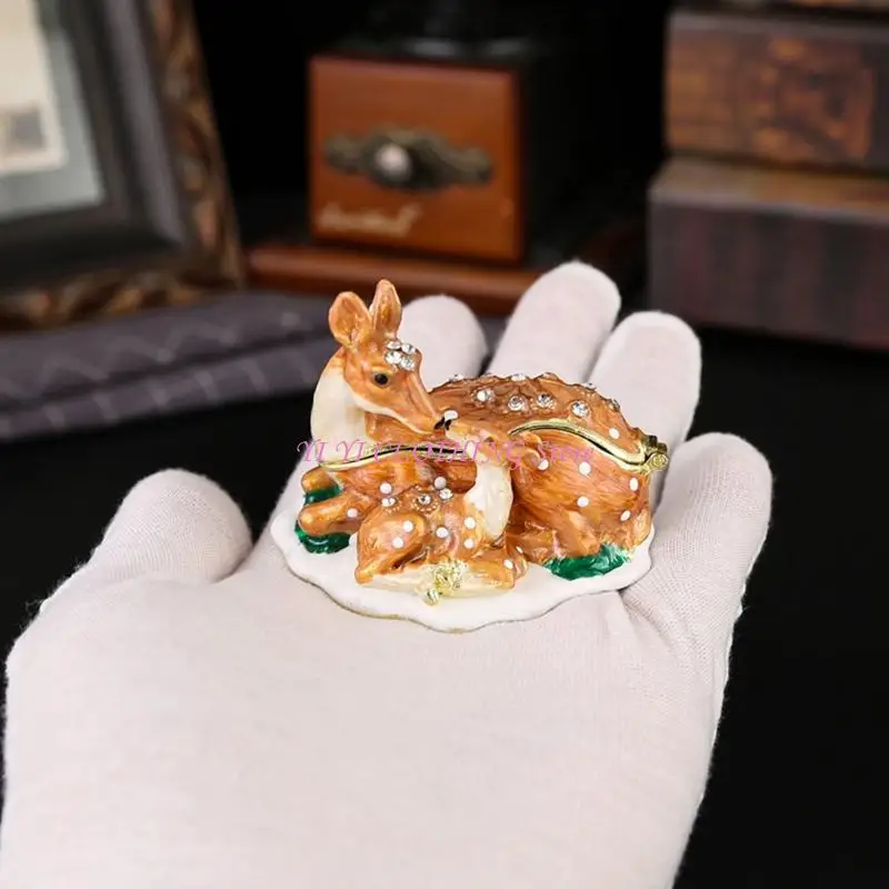 N5KF Exquisite Enamel Deer Themed Ring Holder And Jewelry Display Case For Women
N5KF Exquisite Enamel Deer Themed Ring Holder And Jewelry Display Case For Women
