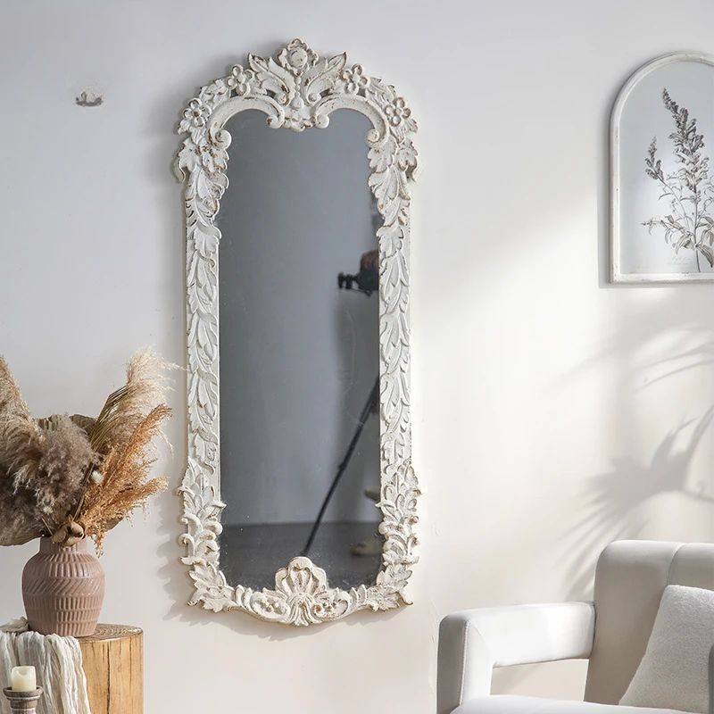 French retro living room decorative wall-mounted mirror, wall art carved full-length mirror
French retro living room decorative wall-mounted mirror, wall art carved full-length mirror