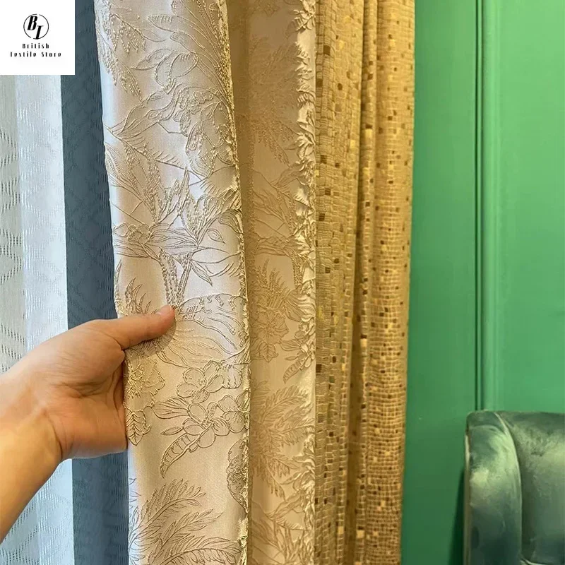 French Luxury Gold Embossed Embroidered Curtains for Living Room Bedroom Dining Fabric Precision Houndstooth Splicing Blackout
French Luxury Gold Embossed Embroidered Curtains for Living Room Bedroom Dining Fabric Precision Houndstooth Splicing Blackout