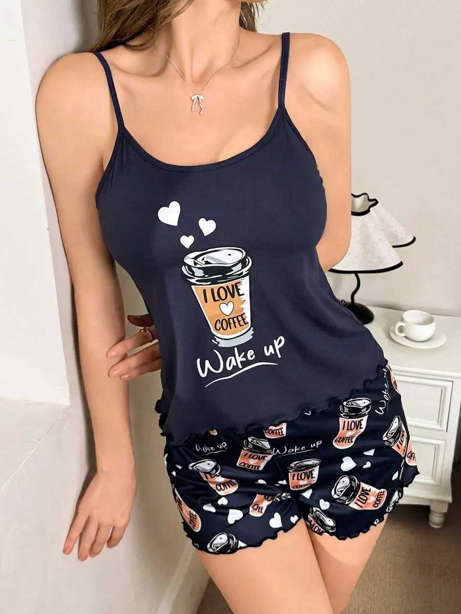 Womens Coffee Cup Print Cami And Shorts Pajama Set
Womens Coffee Cup Print Cami And Shorts Pajama Set